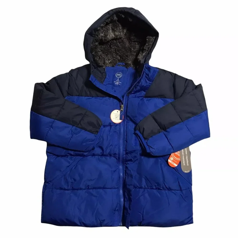 Wonder Nation‎ Boys Hooded Jacket Size 8 (M) Husky Blue/Black Fleece Lining
